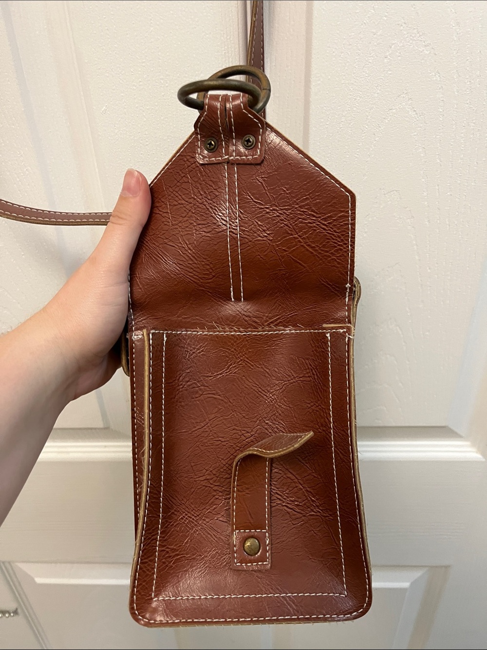 Brown Crossbody Phone Pouch with Ring Accent - Picture 6 of 12